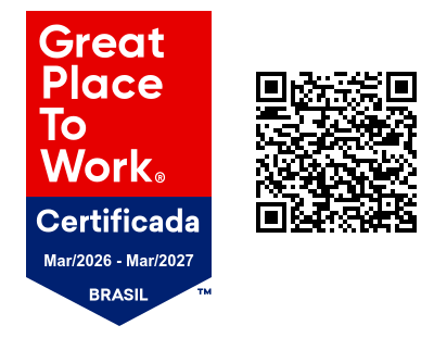 Selo Great Place To Work Certificada no Brasil, válido de março de 2026 a março de 2027